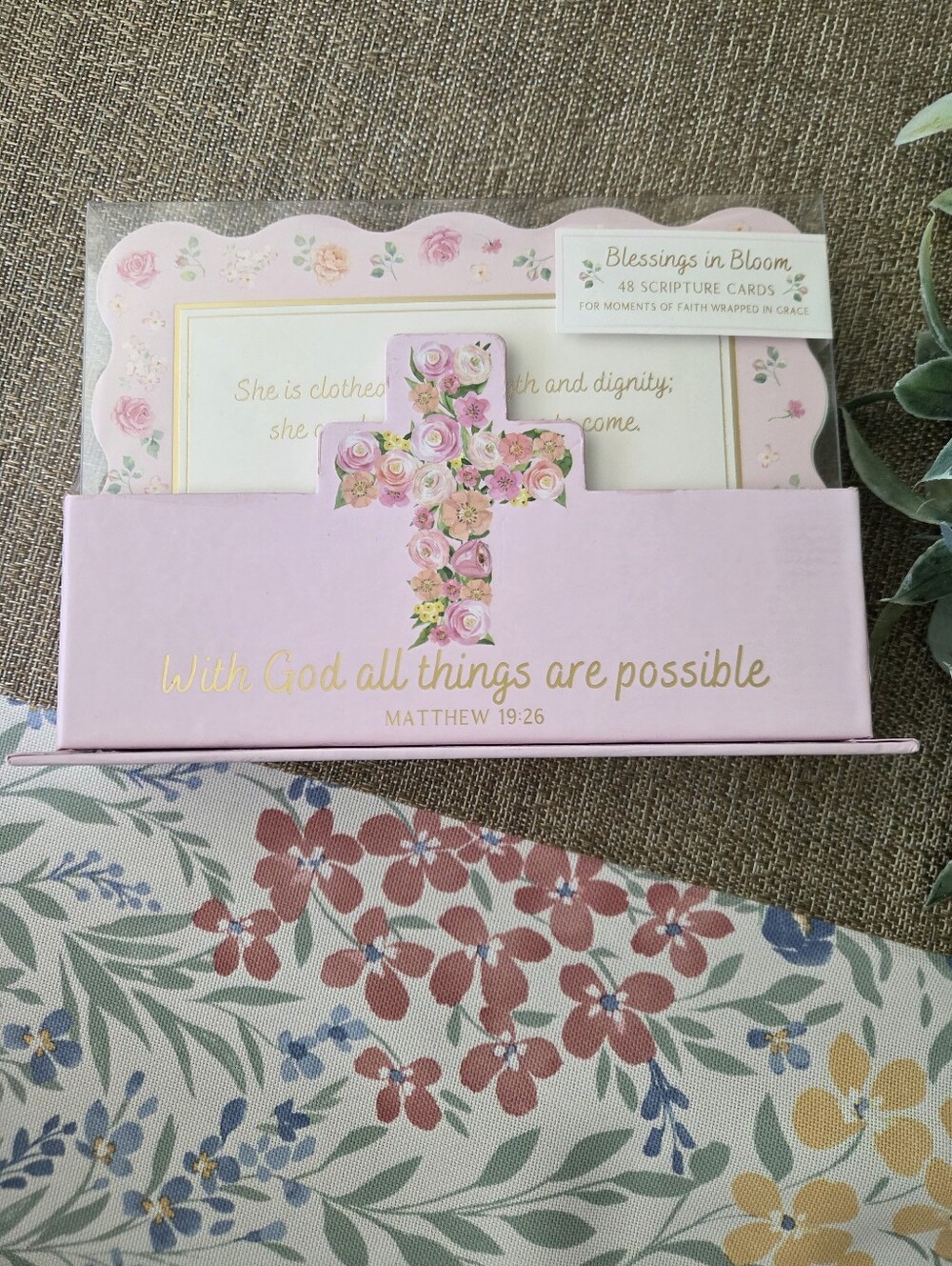 Blessings in Bloom Scripture Cards - Pink Floral Cross